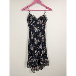 NWT Y2K Betsey Johnson Lace Ruffled Dress Metallic Floral Print Size 4